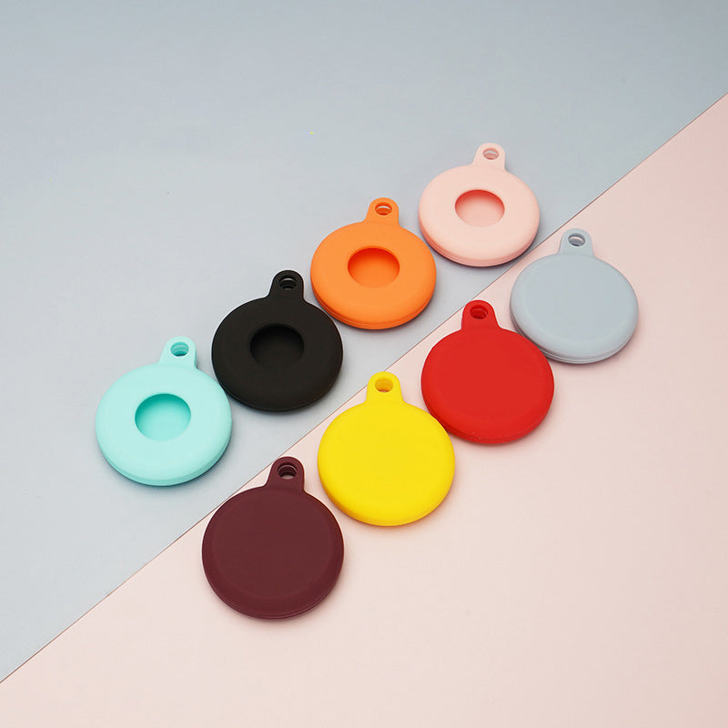 Circular Silicone KeyTag Tracker Case Access Card Sleeve Anti-Lost Protector Holder W/Silicone Strap
