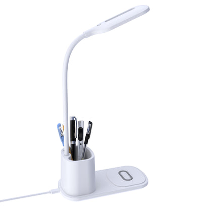 3-Level Brightness LED Desk Wireless Charger Lamp W/Pen Holder