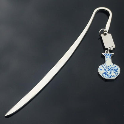 Metal Bookmark w/Porcelain Pendant