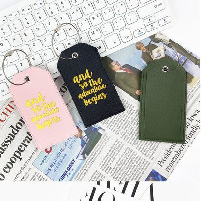 PU Luggage Tag with Full Privacy Cover w/Steel Ring