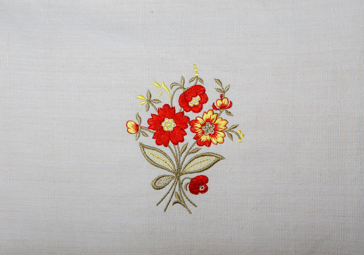 21.66 x 21.66" Embroidery Premium Square Linen Throw Pillowcase With Hidden Zipper
