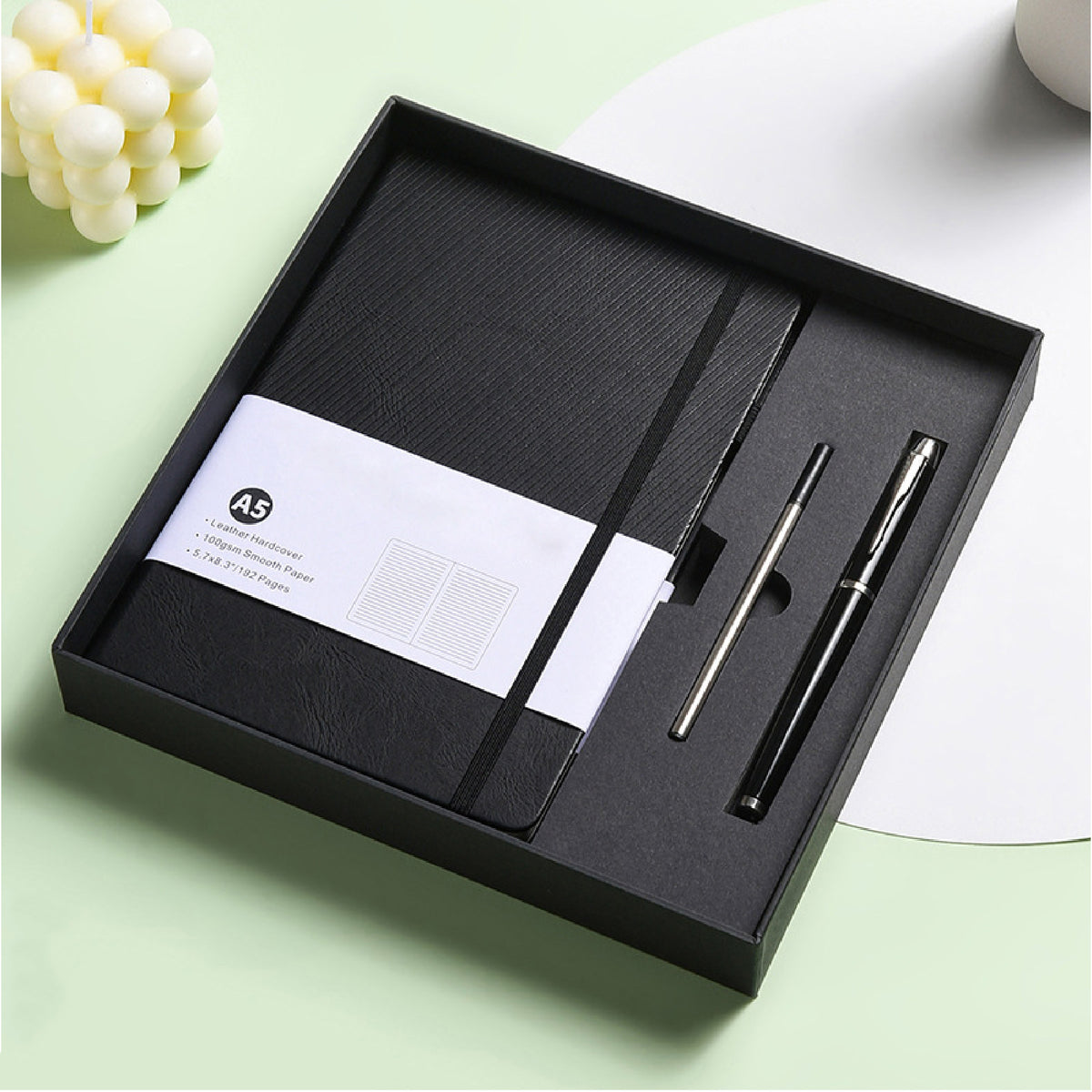A5 Stripe Bound Journal Gift Set College Lined Notebook Executive Notebook Pen Gift Combo