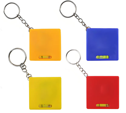 1 Meter Mini Square Steel Retractable Tape Measure with Level (Metric & Imperial) Keychain Tool