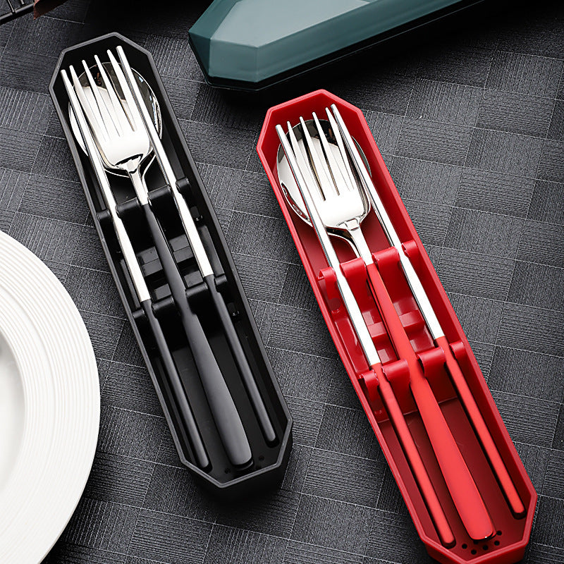 304 Stainless Steel Portable Travel Utensils Set Camping Tableware Set with Case Phone Holder