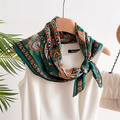 Custom 27.5" x 27.5" Silk Feeling Scarf Medium Square Satin Head Scarf for Women