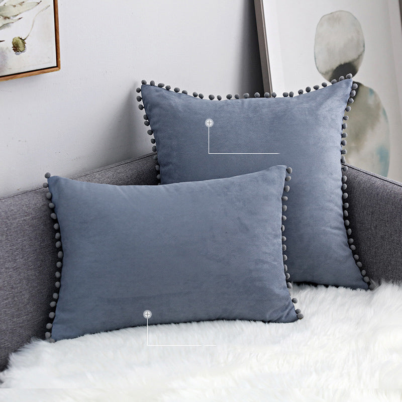 15 x 8" Pompoms Pillowcase Velvet Ball Tassel Trimmed Pillowshams Pompom Fringe Cute Pillowcase
