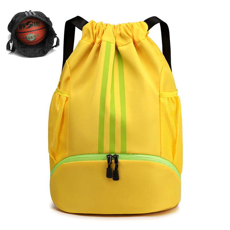 13 x 19" Waterproof Drawstring Backpack with Shoes Compartment, Large Capacity Sports Training Bag