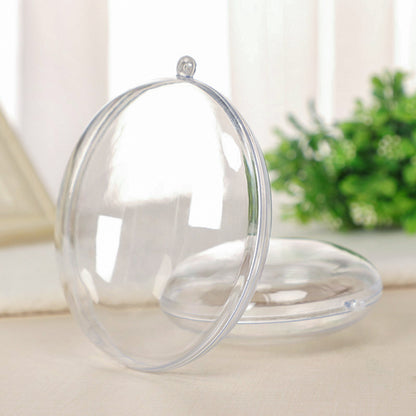 3.5" DIY Acrylic Christmas Ball Flat Ornament Balls Fillable Ornaments