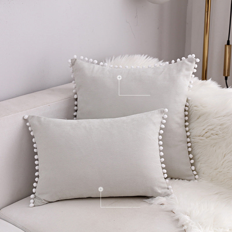 15 x 8" Pompoms Pillowcase Velvet Ball Tassel Trimmed Pillowshams Pompom Fringe Cute Pillowcase