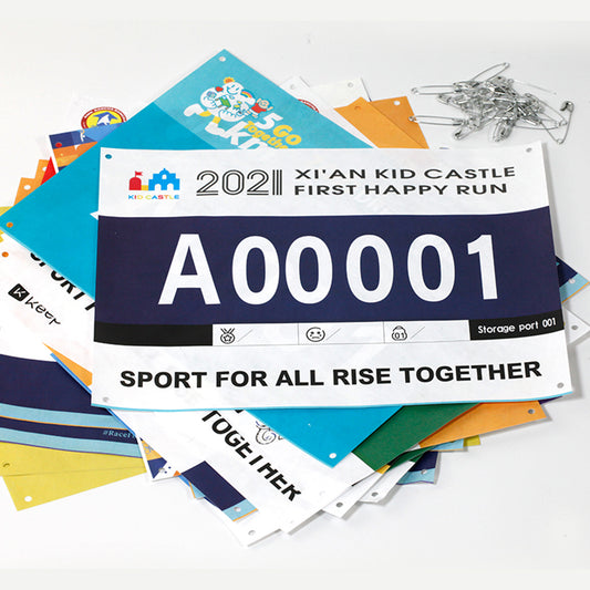 Custom 8.7" x 5.9" Waterproof Paper Race Numbers Bib Bike Number with Safety Pins