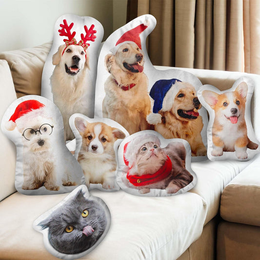 15'' to 20" Custom Pet Pillow with Photo Personalized Photo Shaped Dog Cat Face Pillow