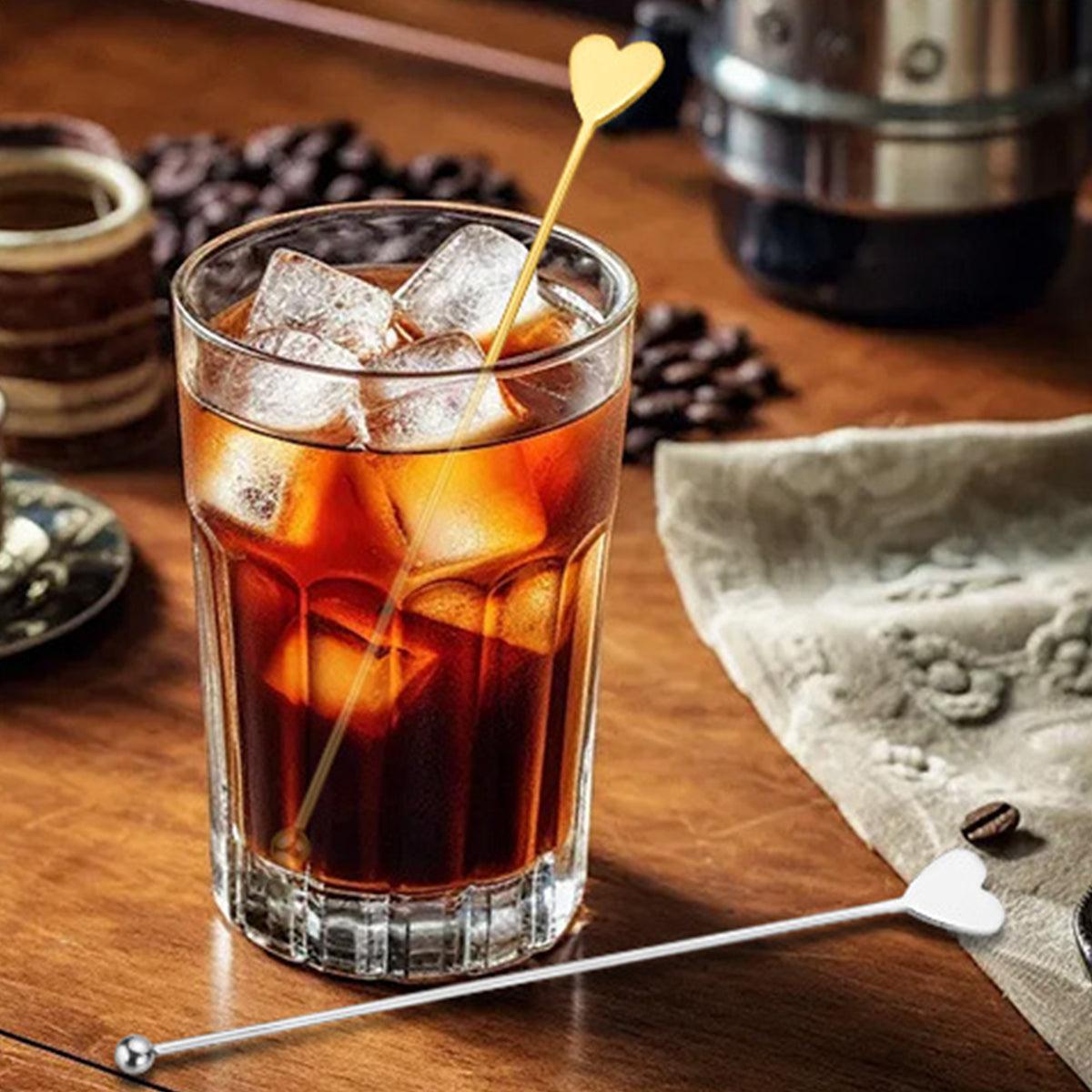 7.7 L Stainless Steel Poker Heart Top Cocktail Stirrers