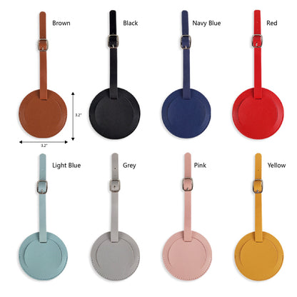 PU Leather Luggage Tag for Travel Business Trip Circle Luggage Tag