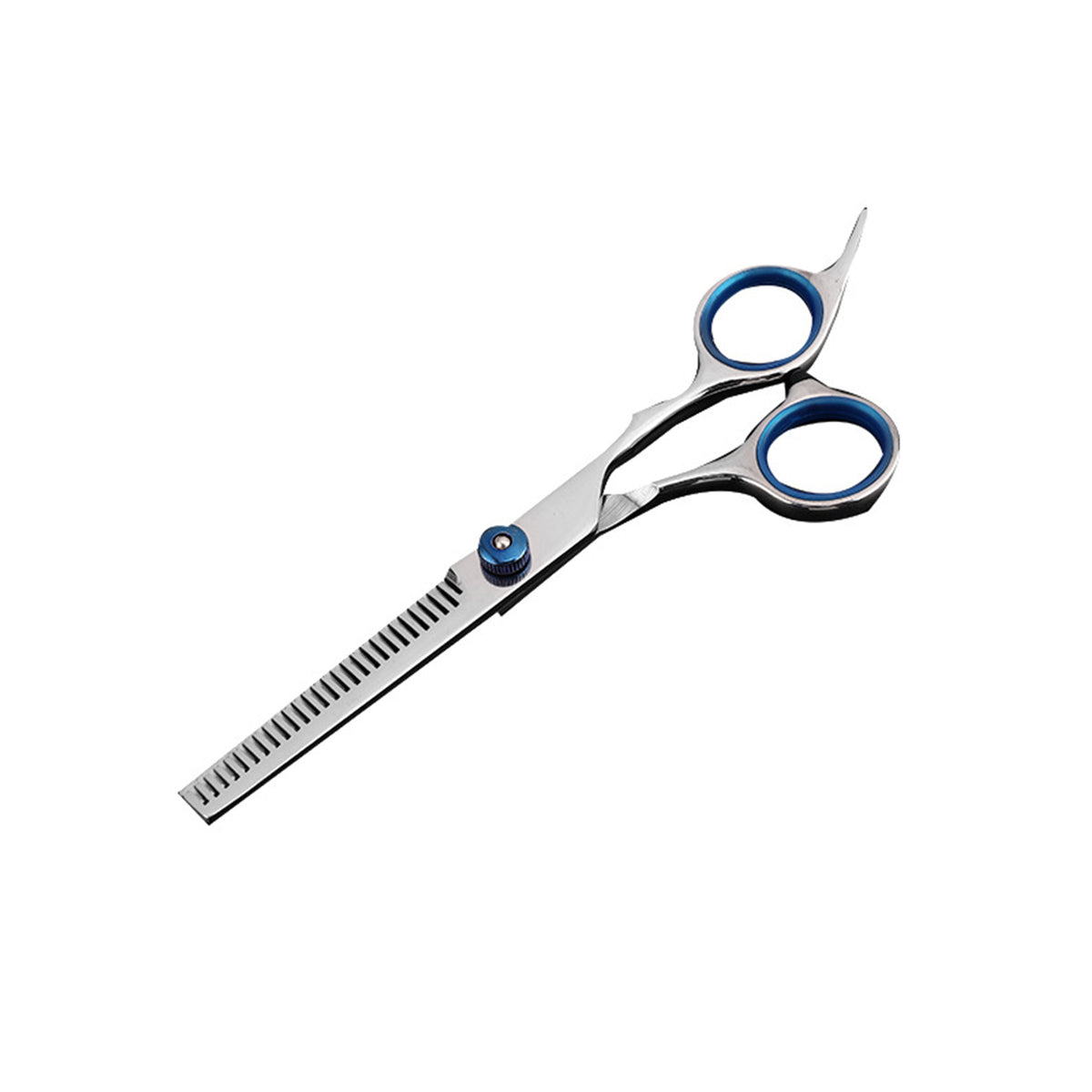 6'' Stainless Steel Tooth Scissors Hair Hairdressing w/Finger Rest(Blue & Pink)