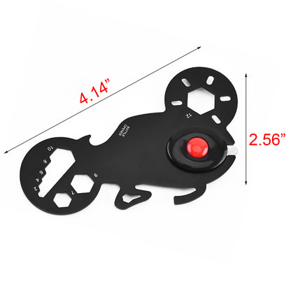 11" 1 Stainless Steel Motor Bike Shape Survival Pocket Credit Card Multitool w/ LED Light