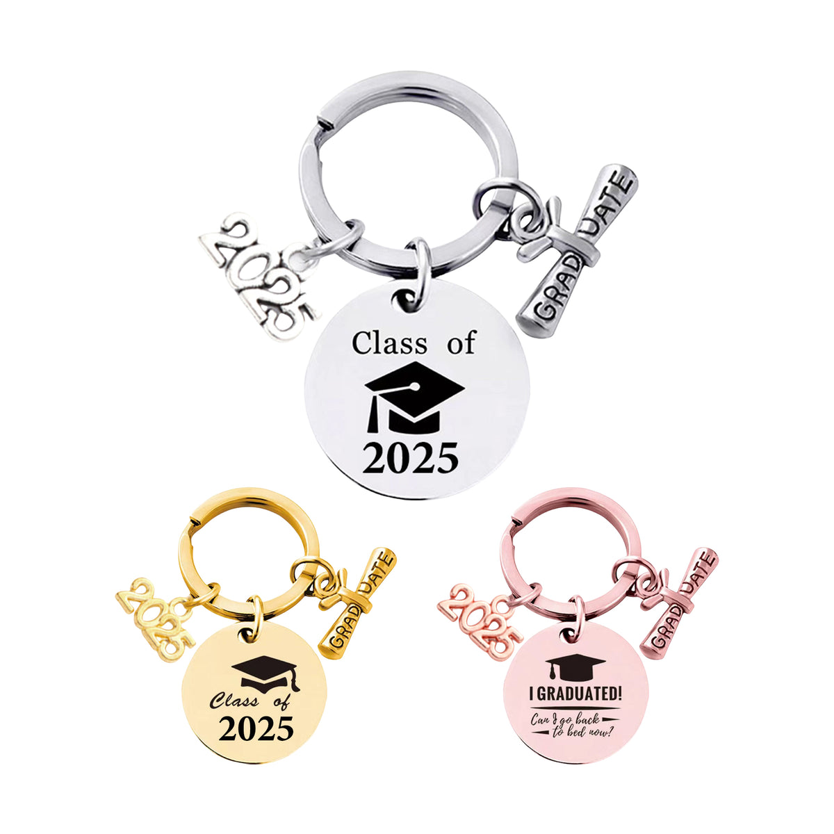Custom Engraved Graduation Metal Round Keyring