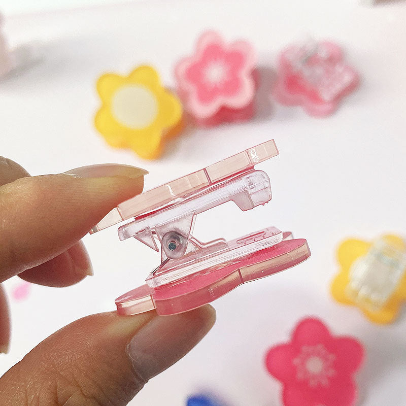 Flower Shaped Acrylic Paper Album Memo Clip Bag Binder Sealing Clip Food Bag Clamp-Two Sides Imprint