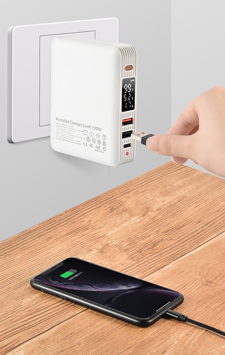 10W 10000mAh Wireless Charging Wall Charger (AC) Power Bank W/FCC Certification