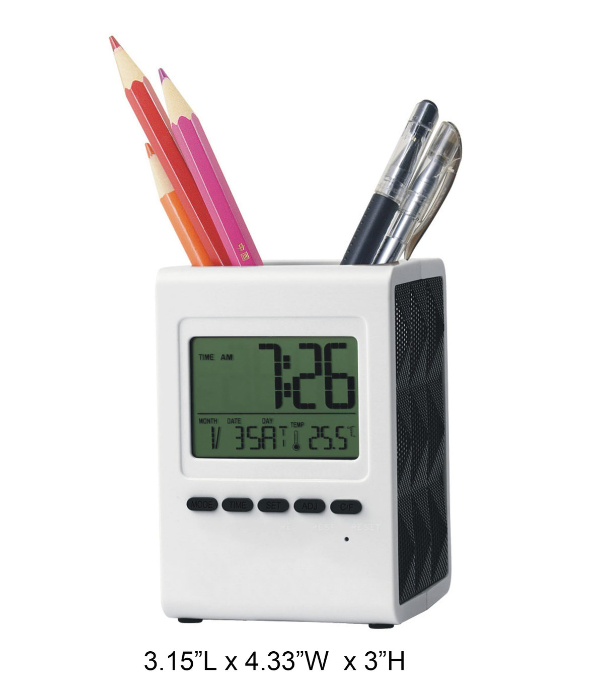 Creative Digital Thermometer Pen Holder Calendar Clock