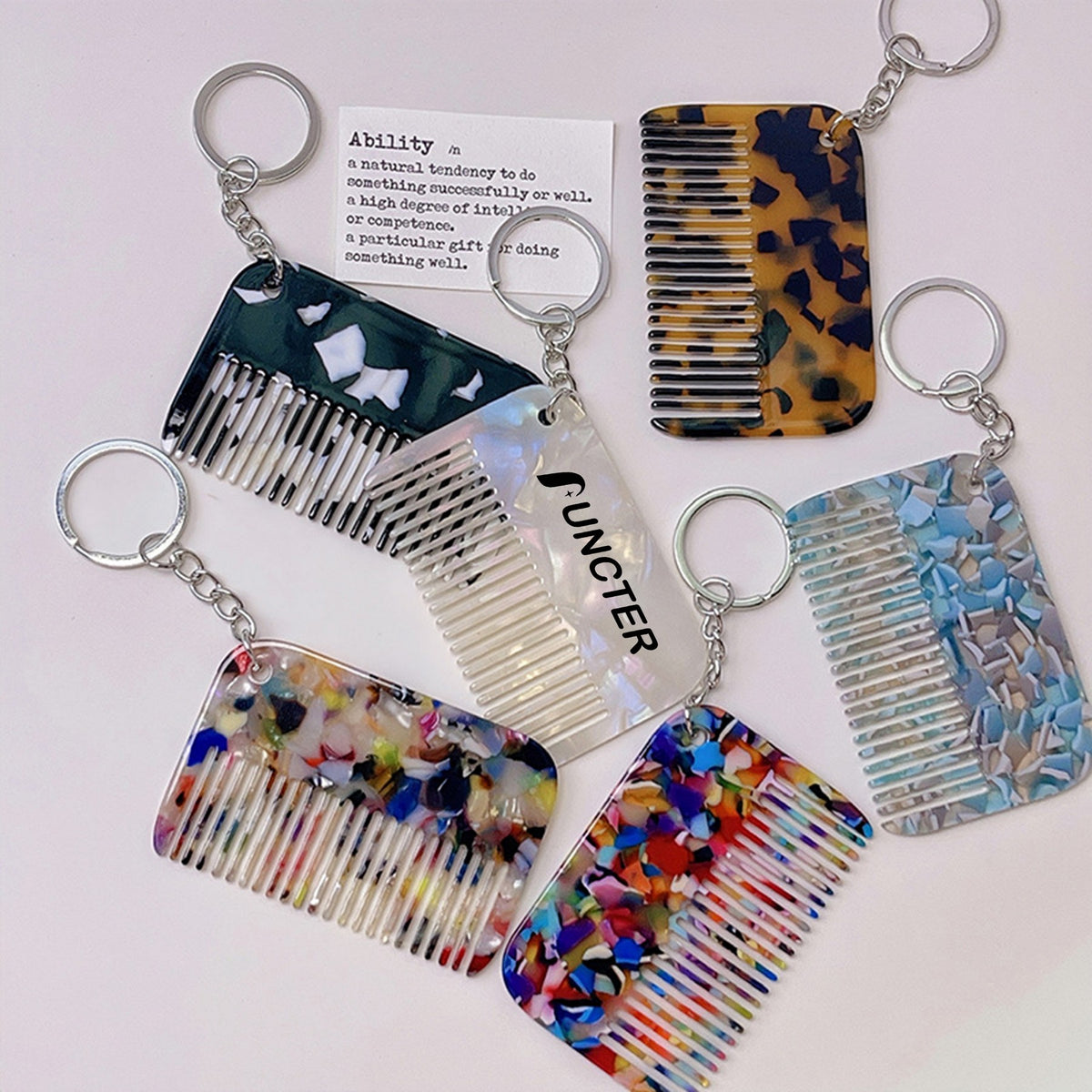 Mini Travel Tortoise Comb Keychain Pocket Comb