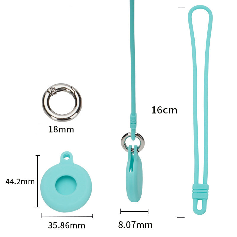 Circular Silicone KeyTag Tracker Case Access Card Sleeve Anti-Lost Protector Holder W/Silicone Strap