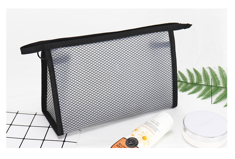 Waterproof Translucent Toiletry Pouch Bag Zipper Mesh Makeup Bag(Large)