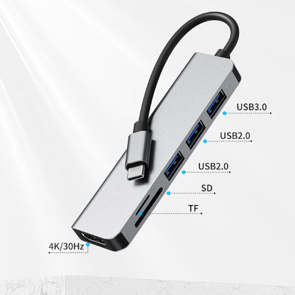 USB C Hub Multiport Adapter 6" 1 with HDMI USB 3.0 Data Port Card Reader