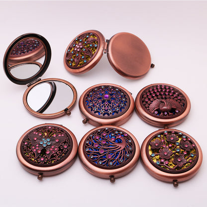 Foldable Vintage Makeup w/Rhinestone Bling Mirror