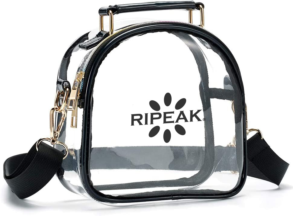 Women's PVC Transparent Clutch Clear Purse Crossbody Bag with Adjustable Strap Stadium Approved Bag