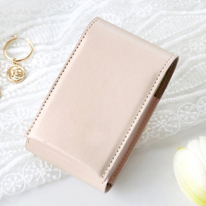 PU Leather Magnetic Buckle Makeup Bag Handle Bag Lipstick Storage Pouch W/Compact Mirror