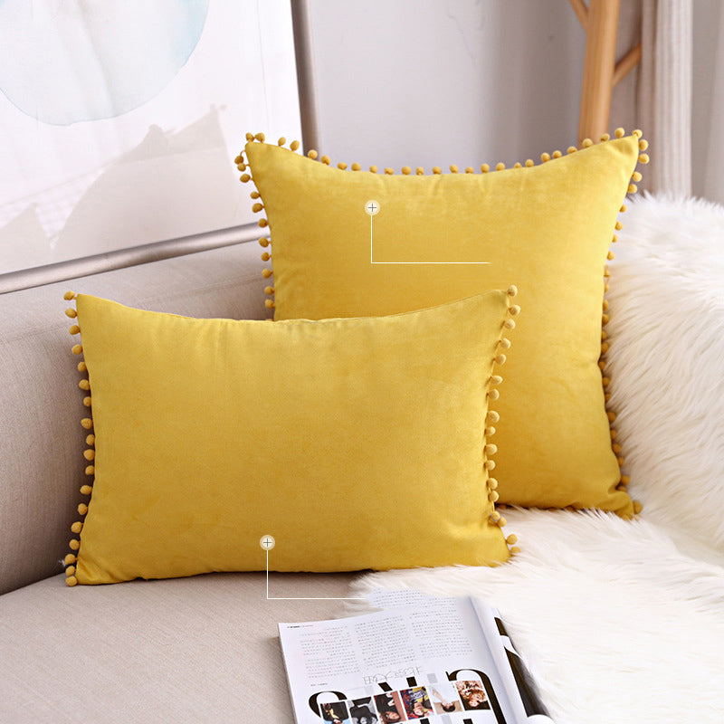 15 x 8" Pompoms Pillowcase Velvet Ball Tassel Trimmed Pillowshams Pompom Fringe Cute Pillowcase