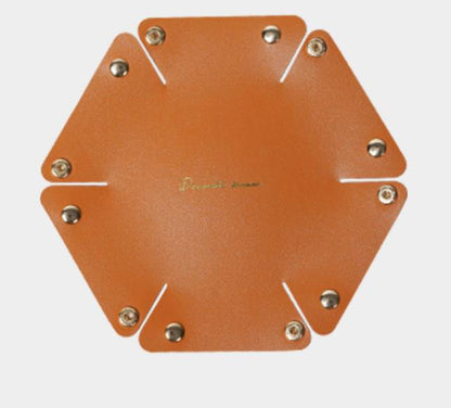 6.89'' Dia Foldable PU Leather Desk Sundries Storage Tray