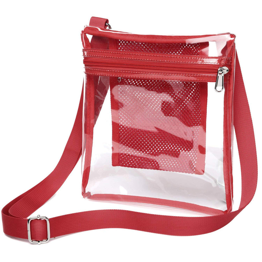 Women`s PVC Transparent Shoulder Bag Clear Crossbody Bag with Strap Stadium Approved Bag