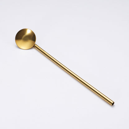 304 Stainless Straw Spoon Drinking Spoon With Straw (Gold & Rose Gold & Rainbow & Black)
