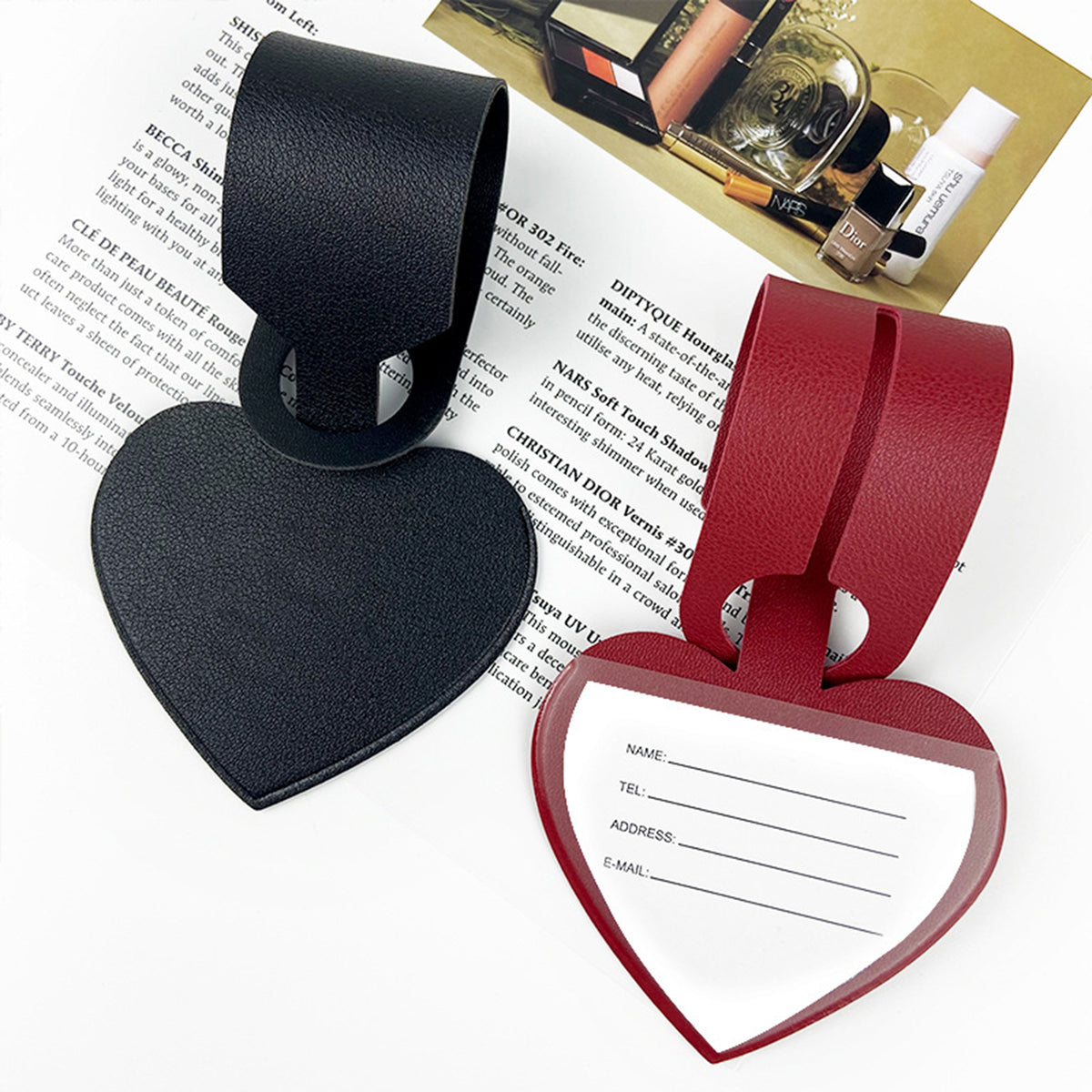 PU Leather Love Heart Shape Luggage Tag Suitcase Tag