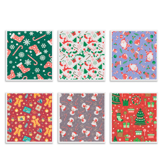 6.7" x 7.5" Custom Christmas Cellulose Sponge Cloths Cleaning Rag