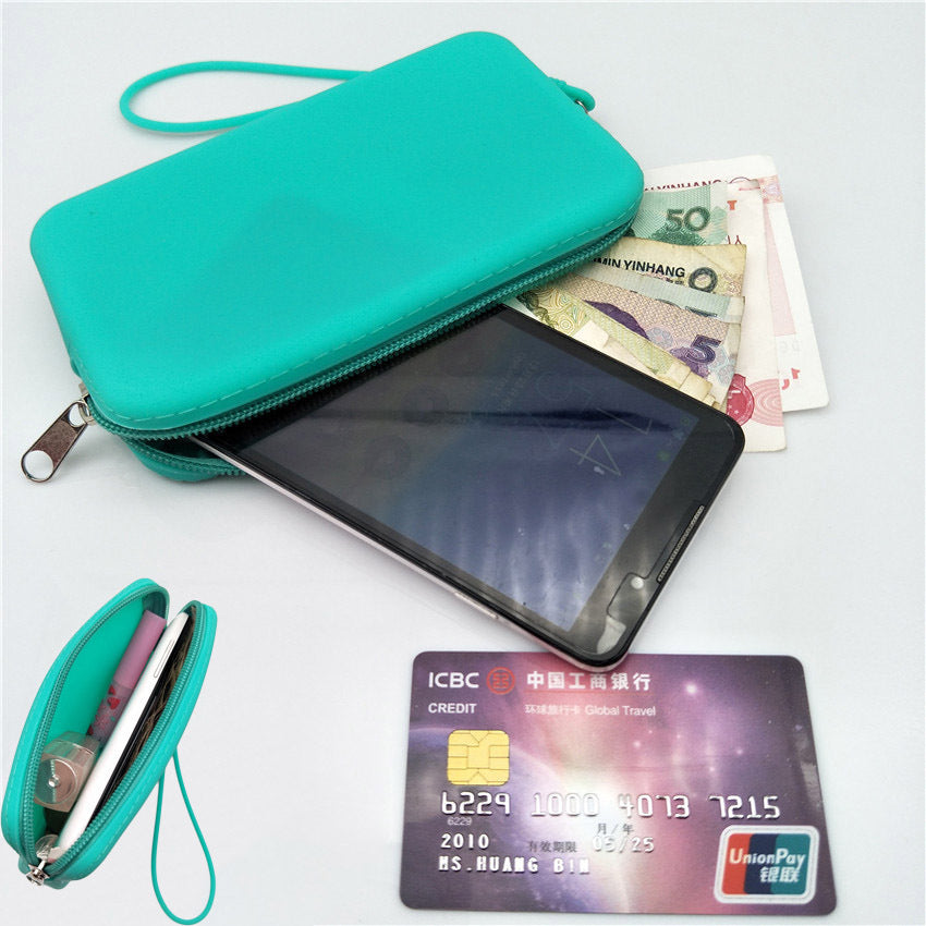 Portable Multi Purpose Soft Silicone Zipper Bag Organizer Purse With Handle