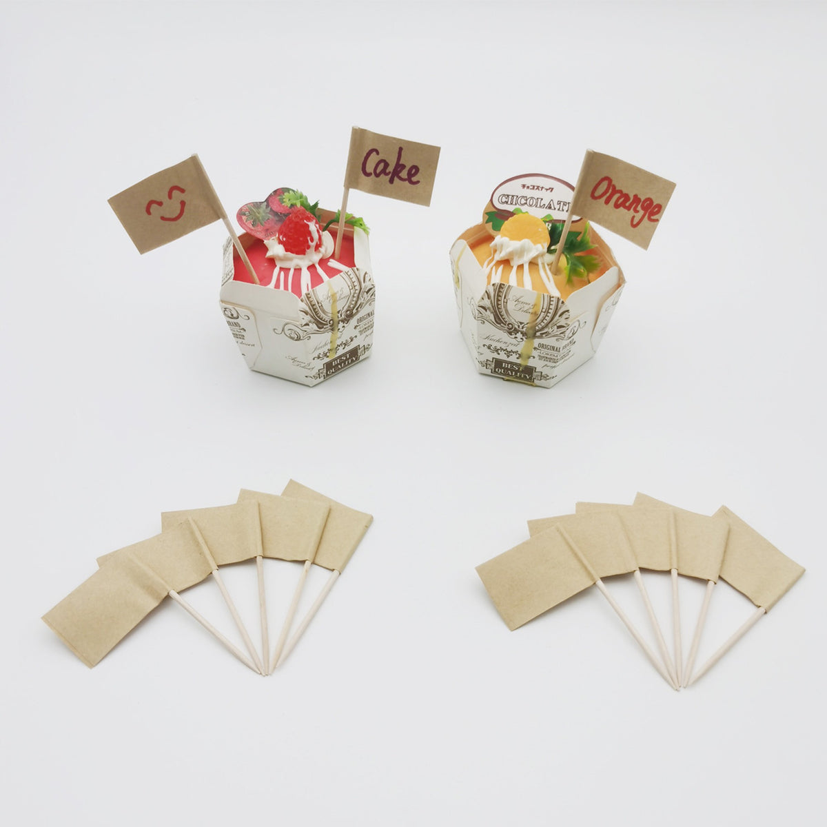 Custom Mini Kraft Paper Cupcake Stick Toothpick Flags