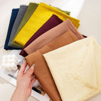 75'' Linen Feeling Scarf Pashmina Shawls Wraps Short Fringed Scarf Long Headscarf - Woven Label