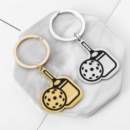 Mini Stainless Steel Pickleball Paddle KeyChains Bag Pendant