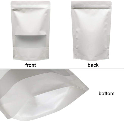 7.9 x 11.8" White Kraft Paper Bags W/Window Stand Up Ziplock Resealable Pouch Coffee Bag