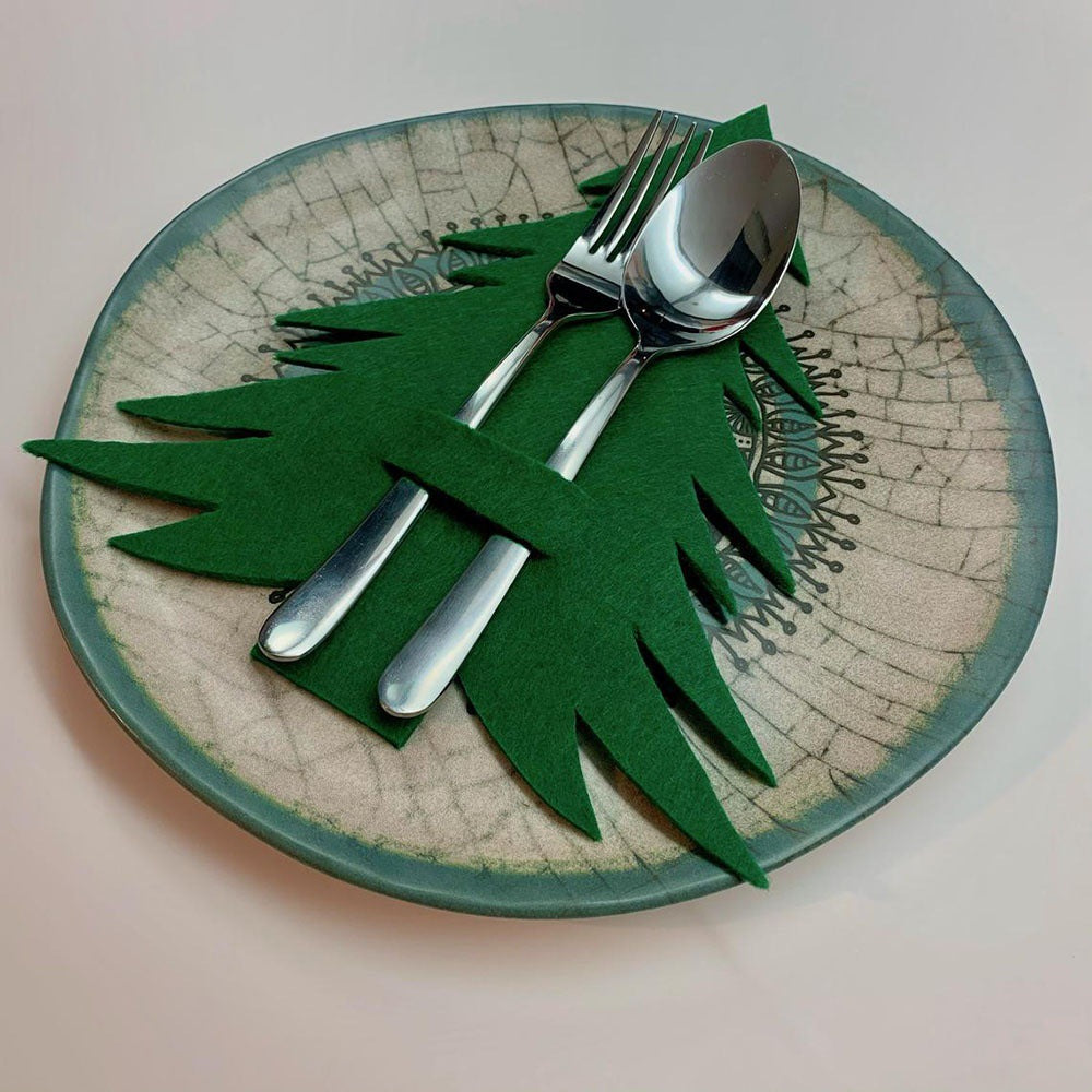 Tableware Holder Knifes Forks Silverware Pouch Pockets Christmas Tree Table Decorations Centerpieces