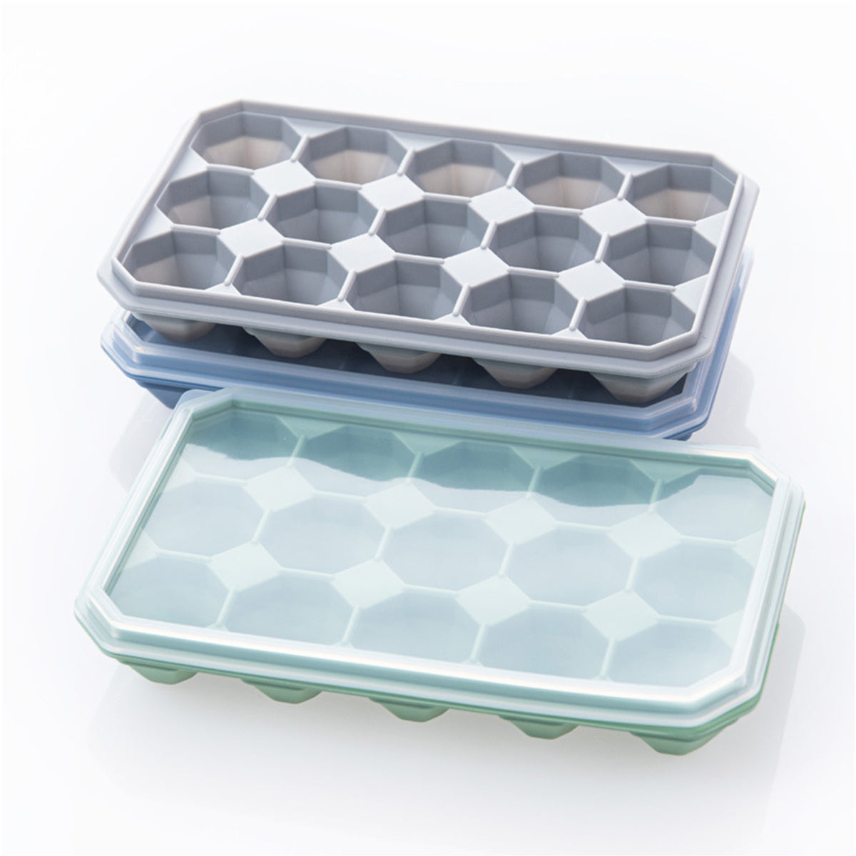 Diamond Shape Silicone Ice Cube Molds with Removable Lid Ice Cube Tray