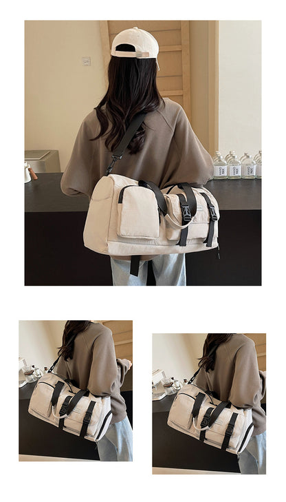 Travel Duffel Bag Sport Gym Bag Polyester Tote Bag Swimming Bag with Shoe Pouch&Wet Pocket