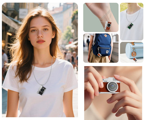 Retro Mini Thumb Digital Camera Pendant Backpack Keychain Charm Take Photos with 8GB TF Card