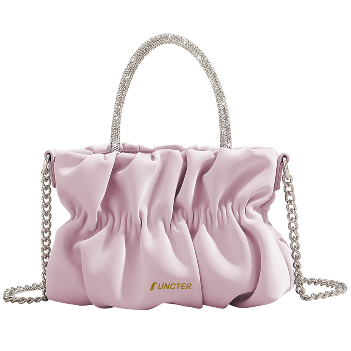 Mini PU Rhinestone Handle Soft Leather Handbags Crossbody Bag