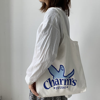 Canvas Grocery Shopping Tote Bag Single Shoulder Bag Daily Casual Bag For Students