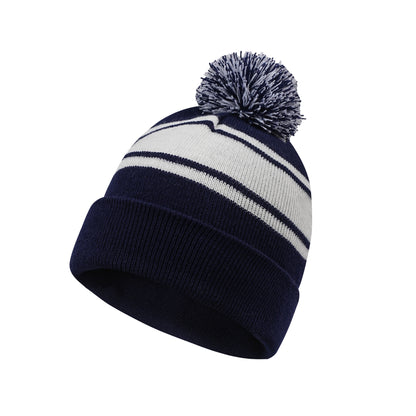Colorful Striped Knit Hat W/ Pom-pom