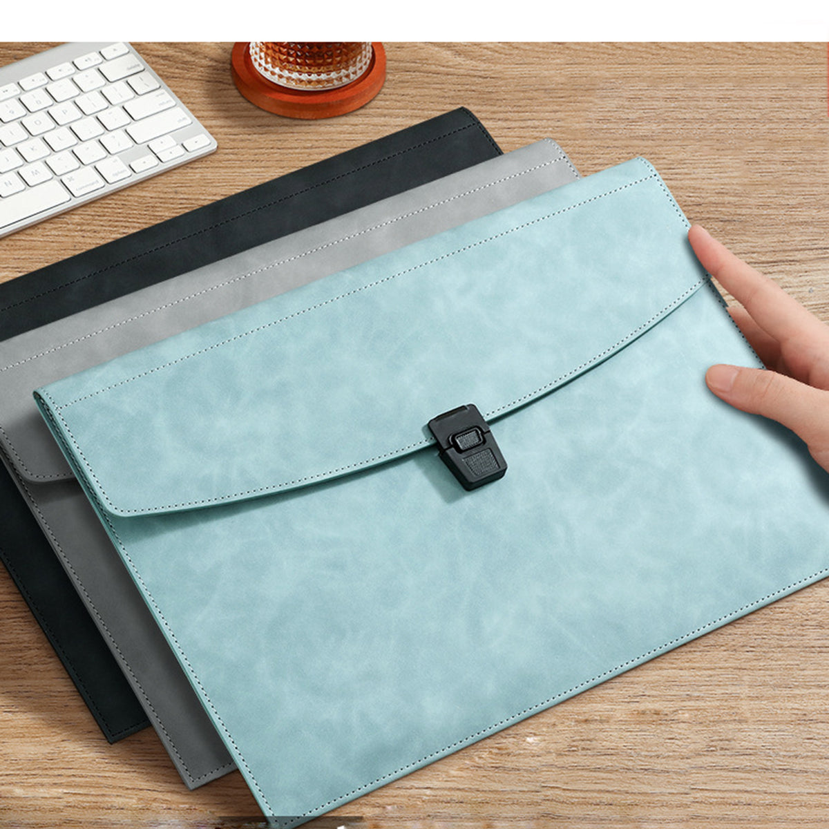 PU Leather A4 Business Document Bag File Envelope