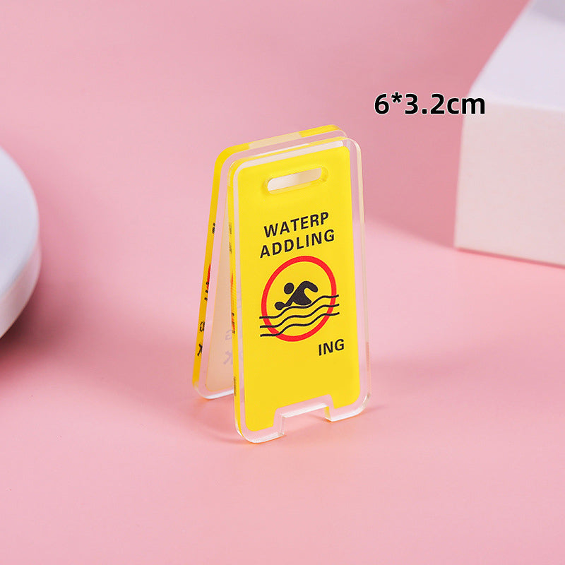 Warning Sign Shaped Acrylic Album Clip Bag Binder Sealing Clip Food Bag Clamp-Two Sides Printing